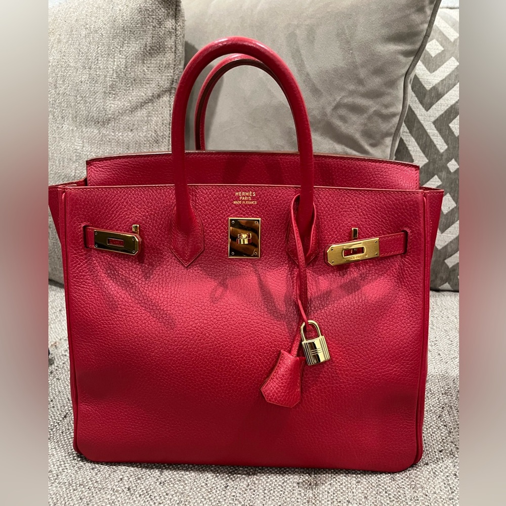 VINTAGE 1995 HERMES HAUT A COURROIES 32 ROUGE VIF ARDENNES GHW